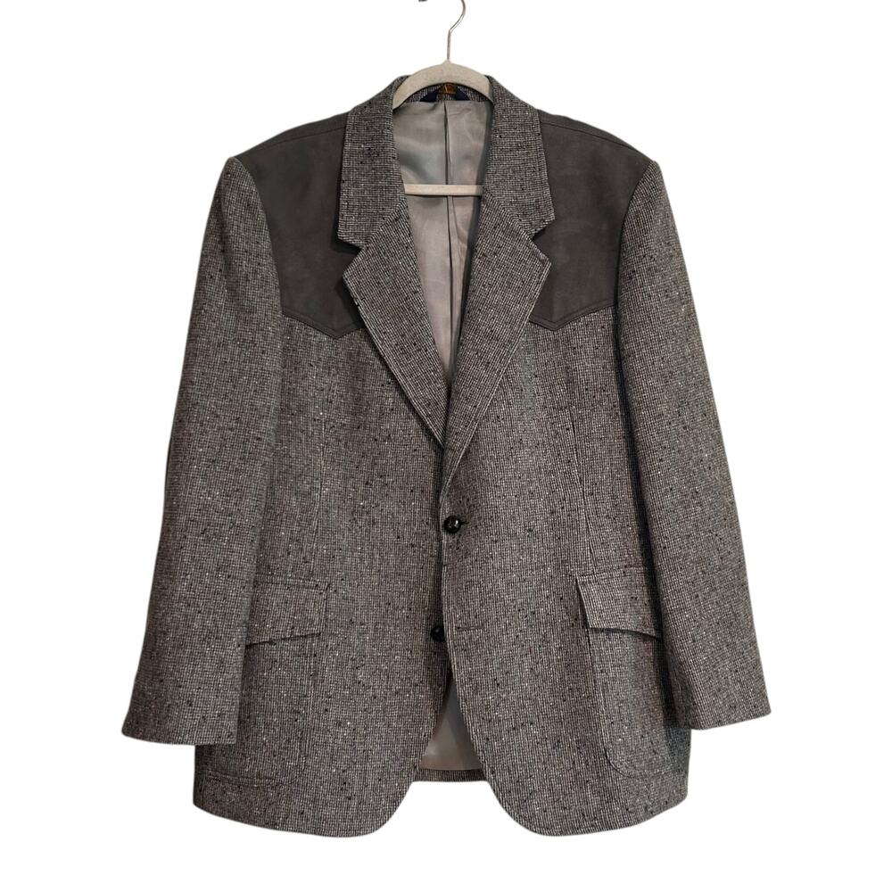 Pendleton Wool Suede Western Blazer Men’s 46R Large Gray USA Made